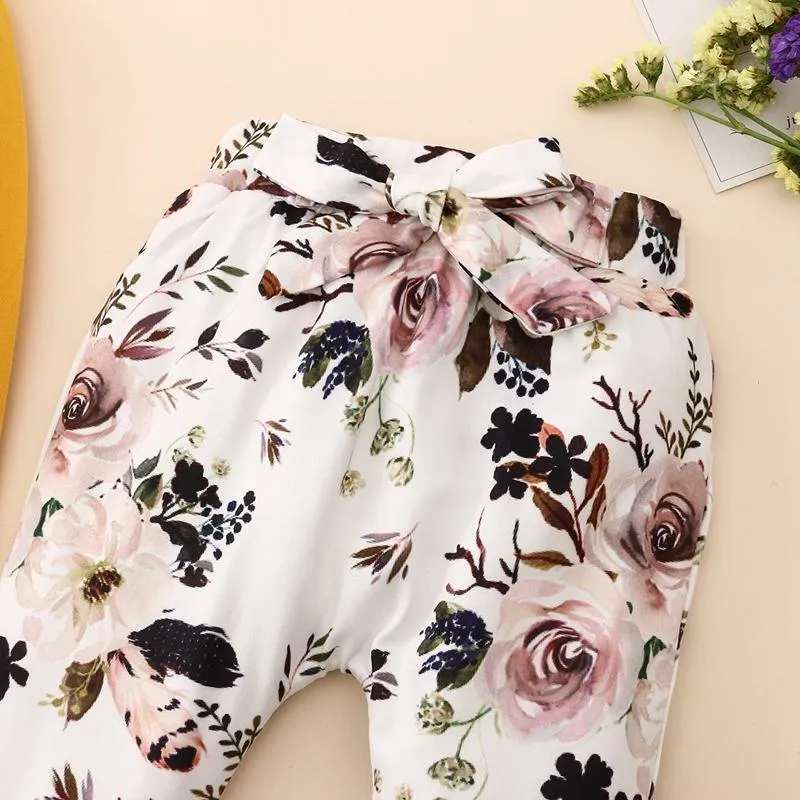 2-piece Floral Printed Hoodie & Pants for Baby Girl