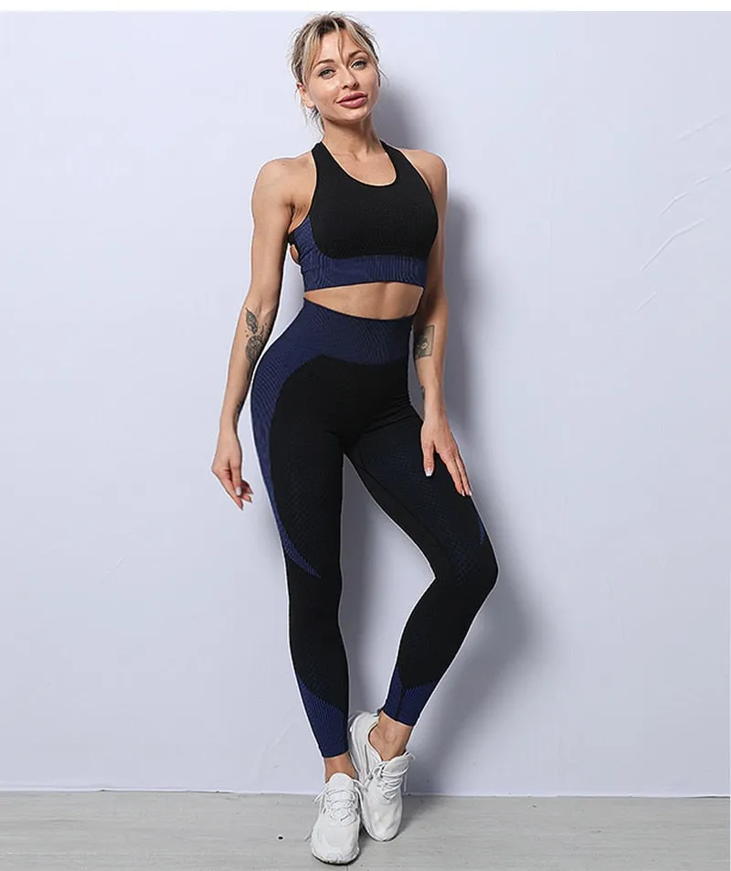 2/3 Piece Seamless Women Yoga Set Workout Sportswear Gym Clothing Fitness Long Sleeve Crop Top High Waist Leggings Sports Suits