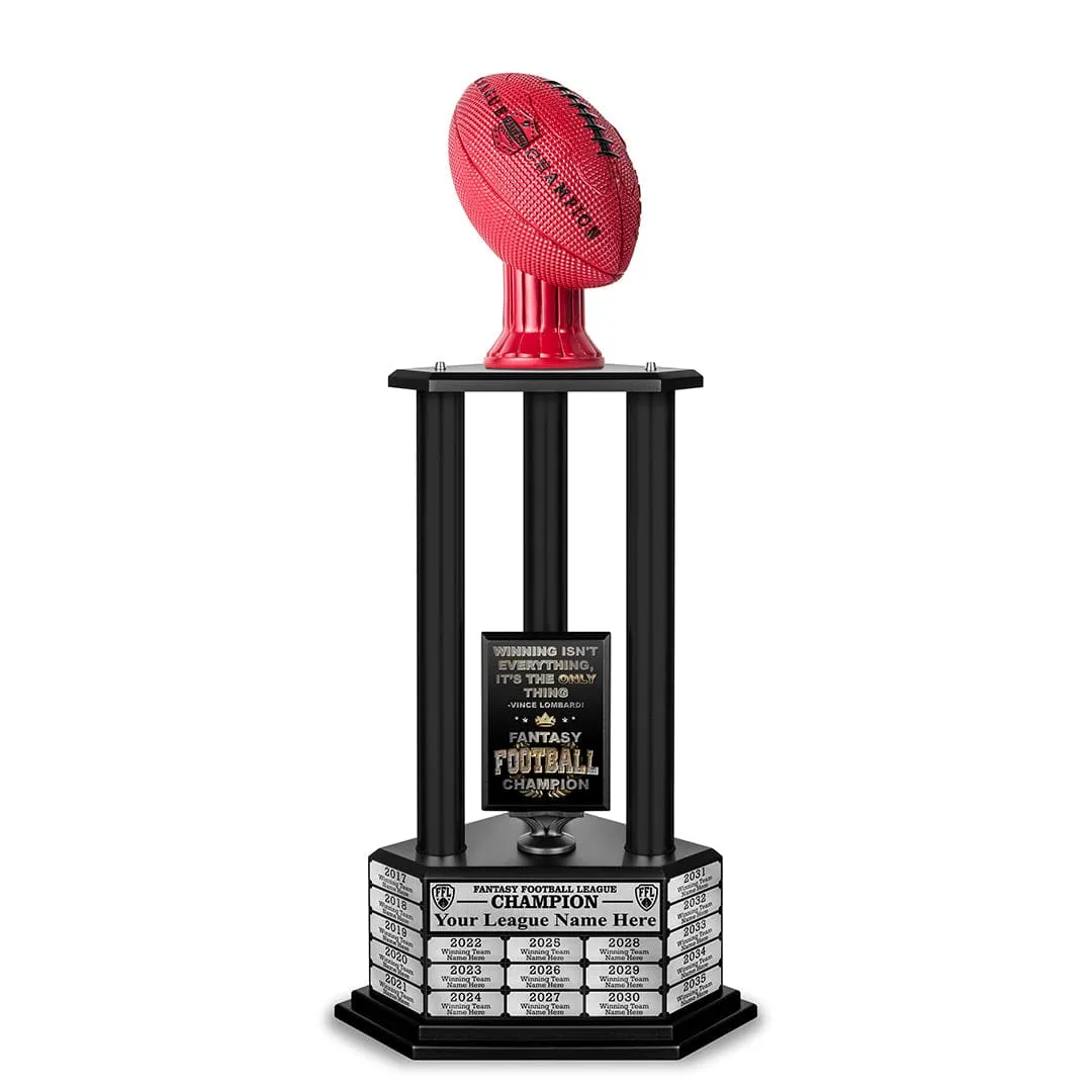 26"-36" Perpetual Fantasy Football Trophy - Red Football