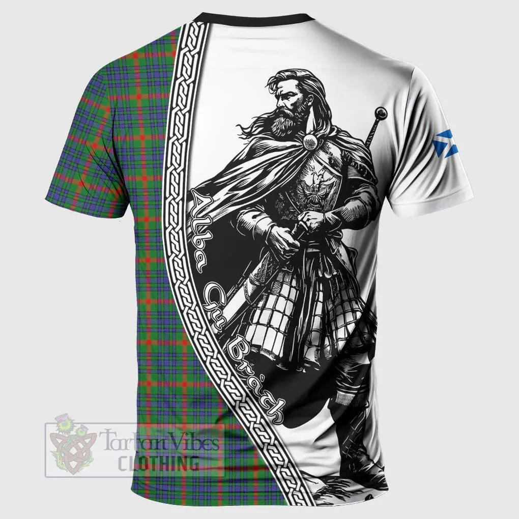 Aiton Tartan Clan Crest T-Shirt with Highlander Warrior Celtic Style