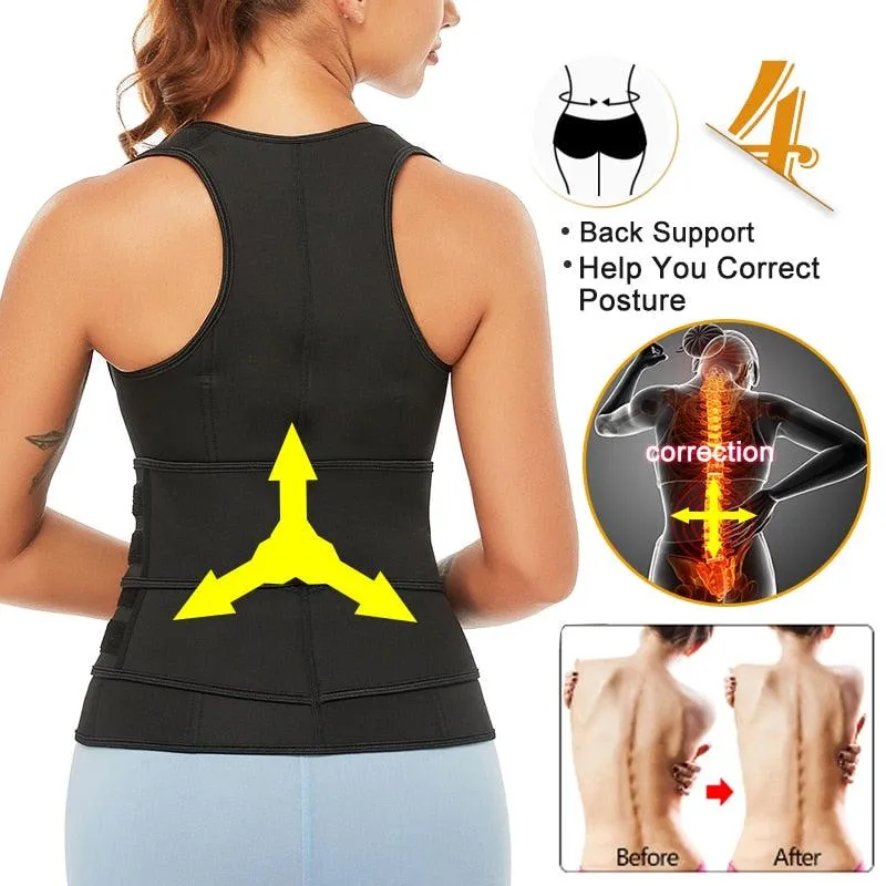 Amazing Waist Trainer Body Shaper for Women - Plus Size 2 Straps Steel Bones Workout - Sauna Trimmer Neoprene Slimming Exercise Corset Tops (FH)(FHW1)(1U31)(1U24)