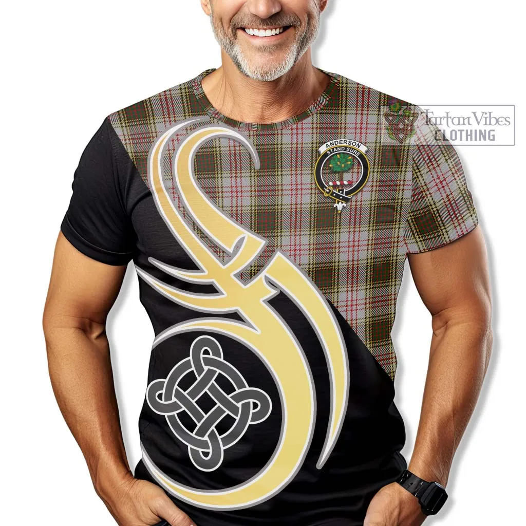 Anderson Dress Tartan T-Shirt with Family Crest and Celtic Symbol Style