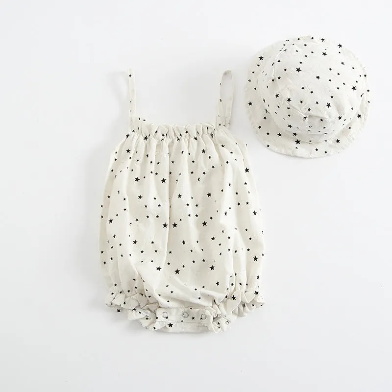 Baby Clothes Cotton Cute Star Jumpsuit  Hat Toddler Girls Rompers Clothing Kids