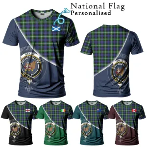 Baillie of Polkemmet Tartan T-Shirt with Personalised National Flag and Family Crest Half Style