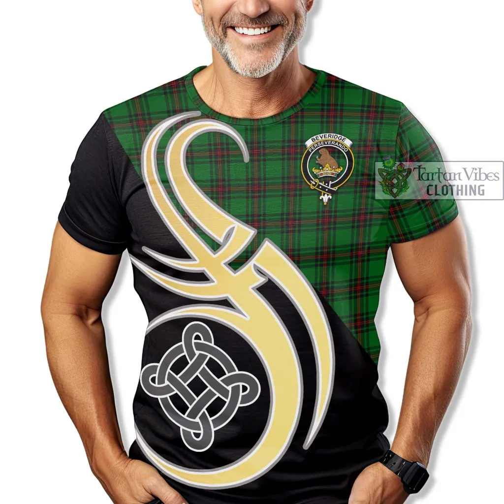 Beveridge Tartan T-Shirt with Family Crest and Celtic Symbol Style