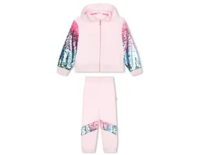 Billieblush Light Pink Sequin Zip Up Hoodie and Jogger Set