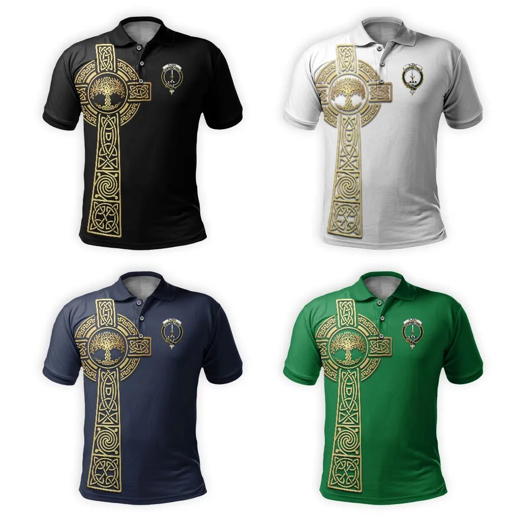 Blane Clan Polo Shirt with Golden Celtic Tree Of Life