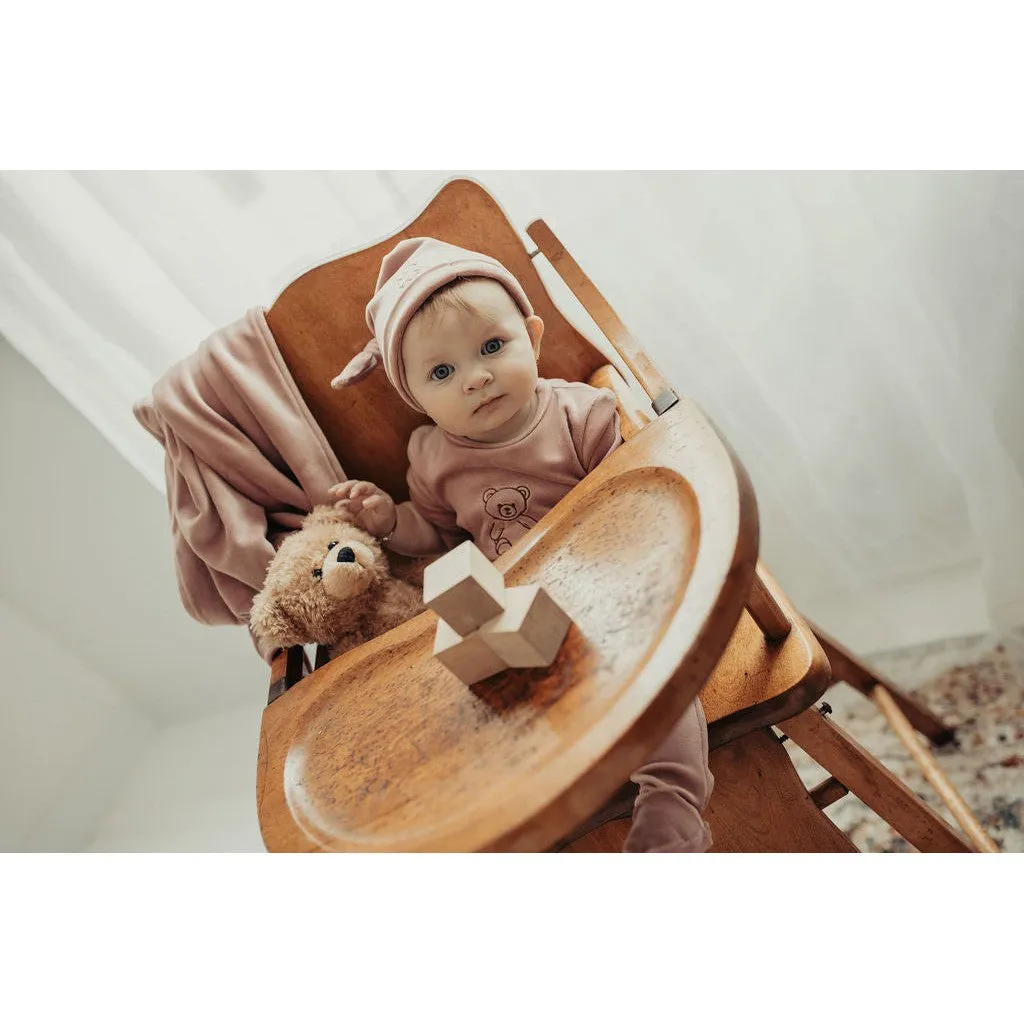 Bondoux Teddy Soft Velour Footie & Bonnet Girls