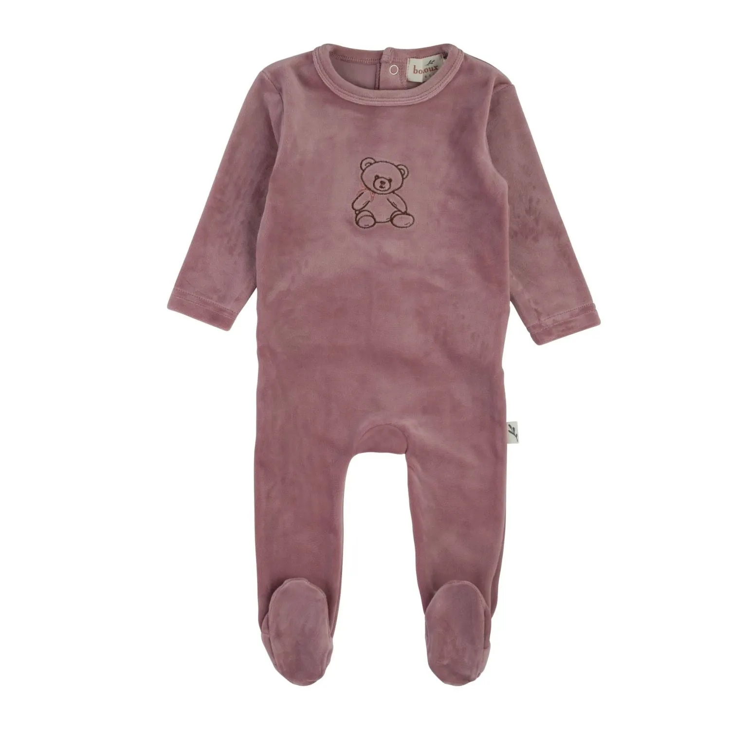 Bondoux Teddy Soft Velour Footie & Bonnet Girls