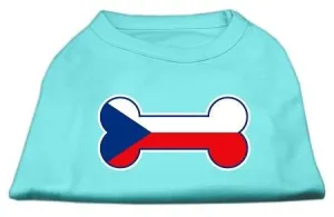 Bone Shaped Czech Republic Flag Screen Print Shirts Aqua XS (8)