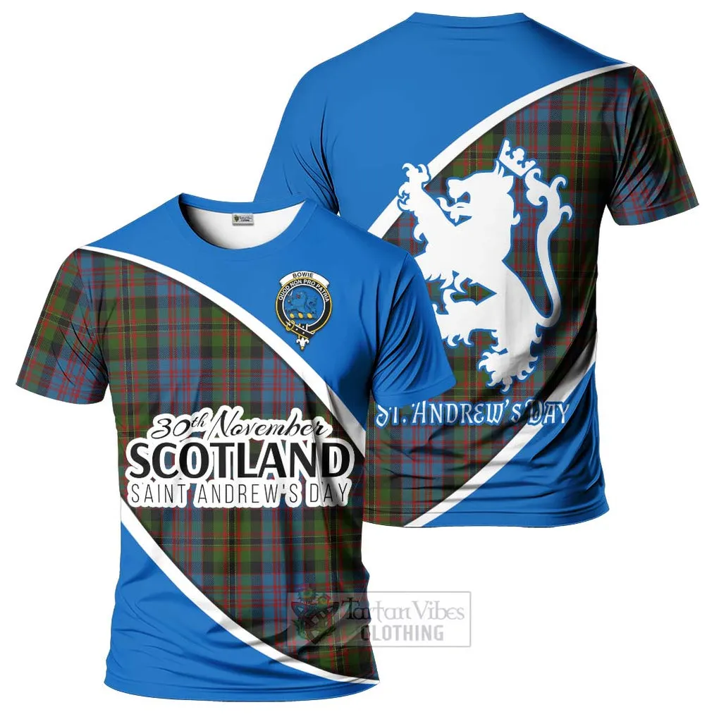 Bowie Family Crest Tartan T-Shirt Celebrate Saint Andrew's Day in Style