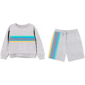 Boys Grey Cotton Logo Set