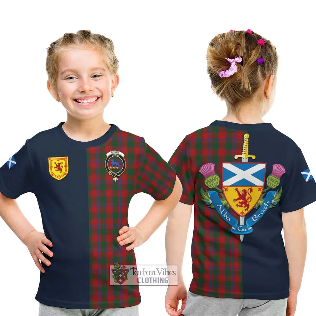 Bruce Old Tartan Kid T-Shirt Alba with Scottish Lion Royal Arm Half Style