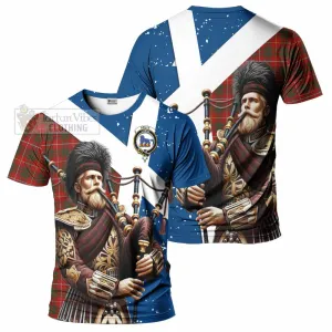 Bruce Tartan T-Shirt with Family Crest Scottish Bagpiper Vibes