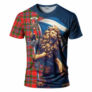 Butter Tartan Family Crest T-Shirt with Scottish Majestic Lion