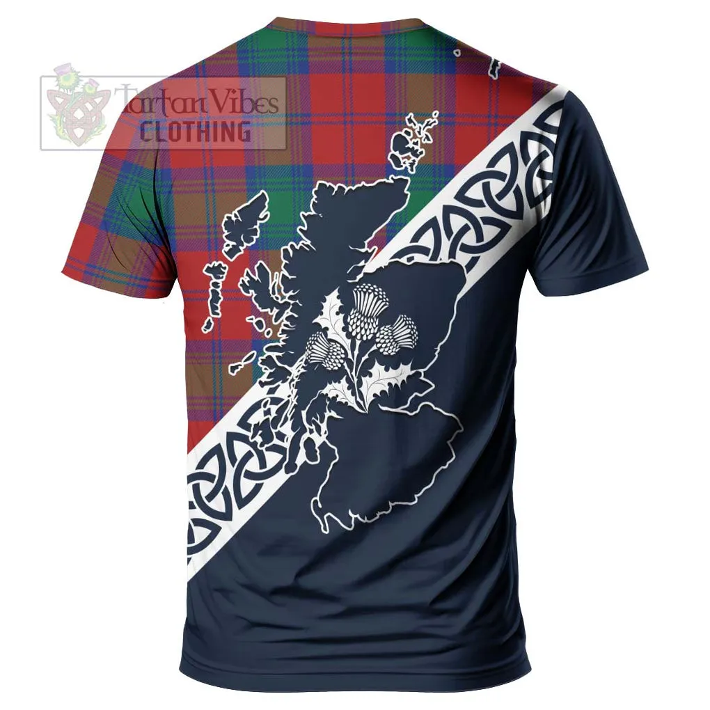 Byres (Byses) Tartan T-Shirt Featuring Thistle and Scotland Map