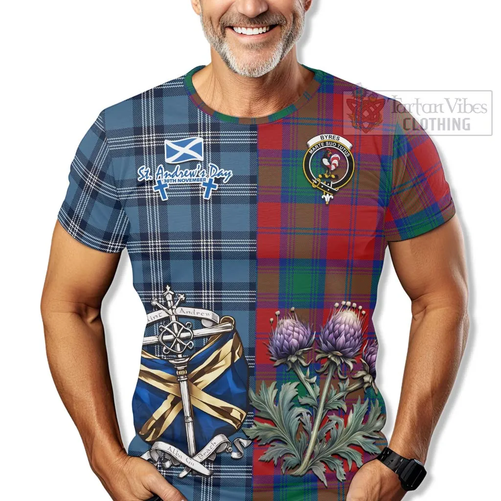 Byres (Byses) Tartan T-Shirt Happy St. Andrew's Day Half Tartan Style