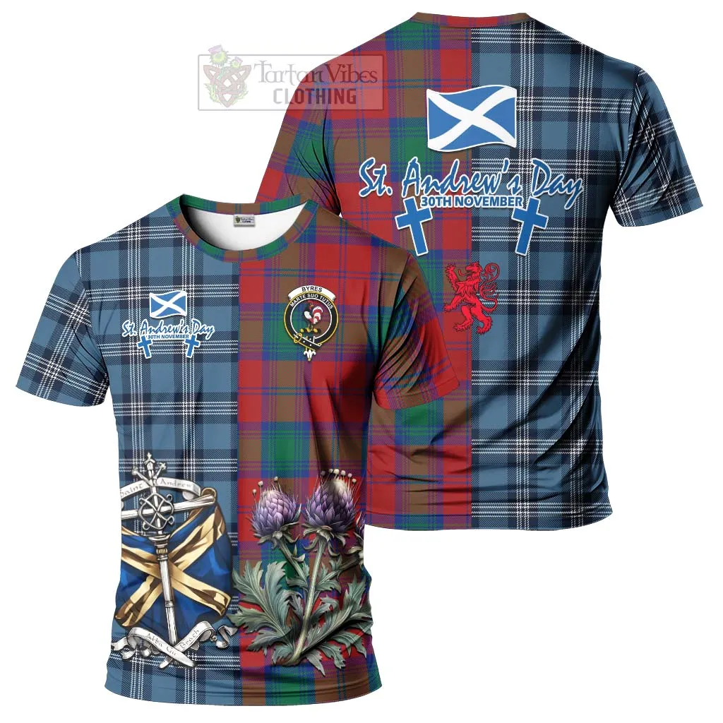 Byres (Byses) Tartan T-Shirt Happy St. Andrew's Day Half Tartan Style