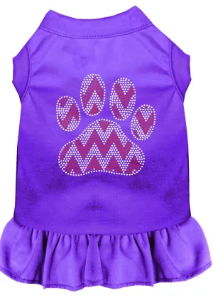 Candy Cane Chevron Paw Rhinestone Dog Dress Purple Xl (16)