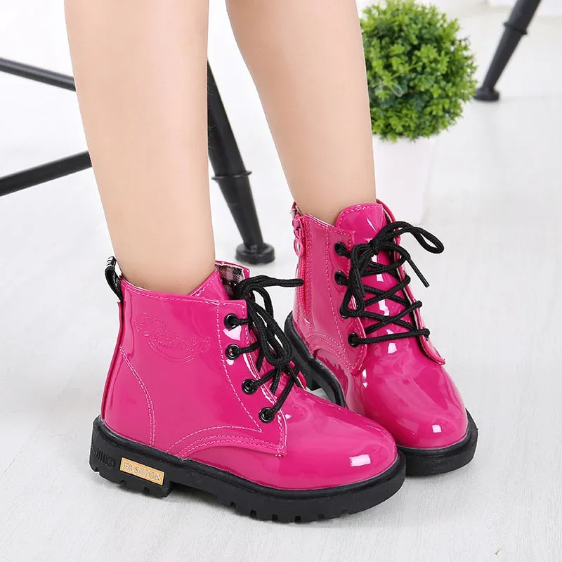 Children Shoes Snow Boots for Kids Boys Girls PU Leather Winter Shoes