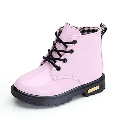 Children Shoes Snow Boots for Kids Boys Girls PU Leather Winter Shoes