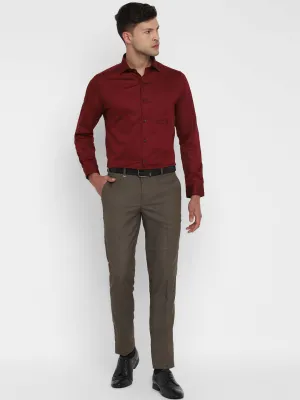 Cotton Blend Maroon Ultra Slim Fit Solid Shirts