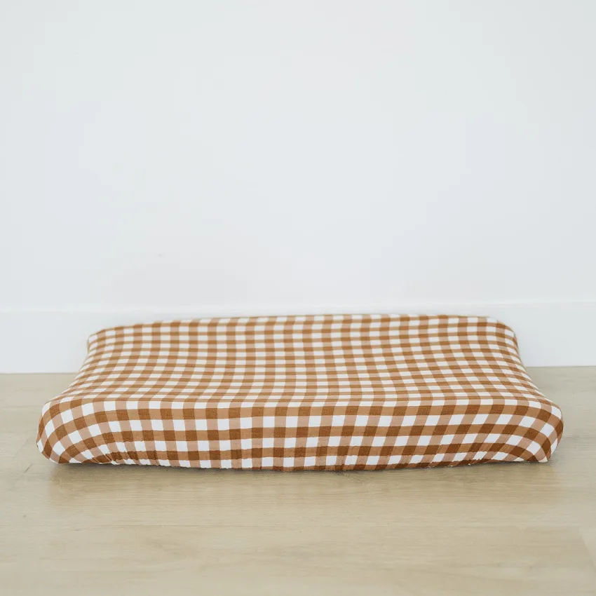 Cotton Muslin Change Pad Cover, Gingham