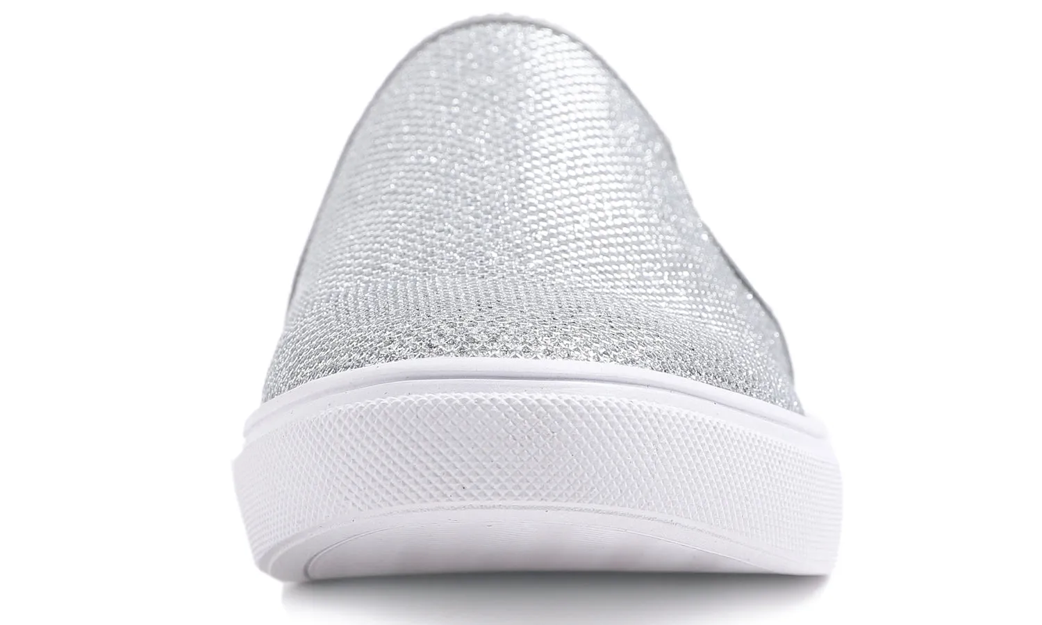 Feversole Women's Lurex Silver Slip On Sneaker Casual Flat Loafers