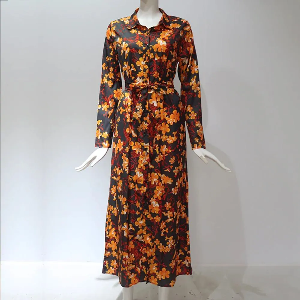 Floral Print Long Sleeve Summer Dress for Women