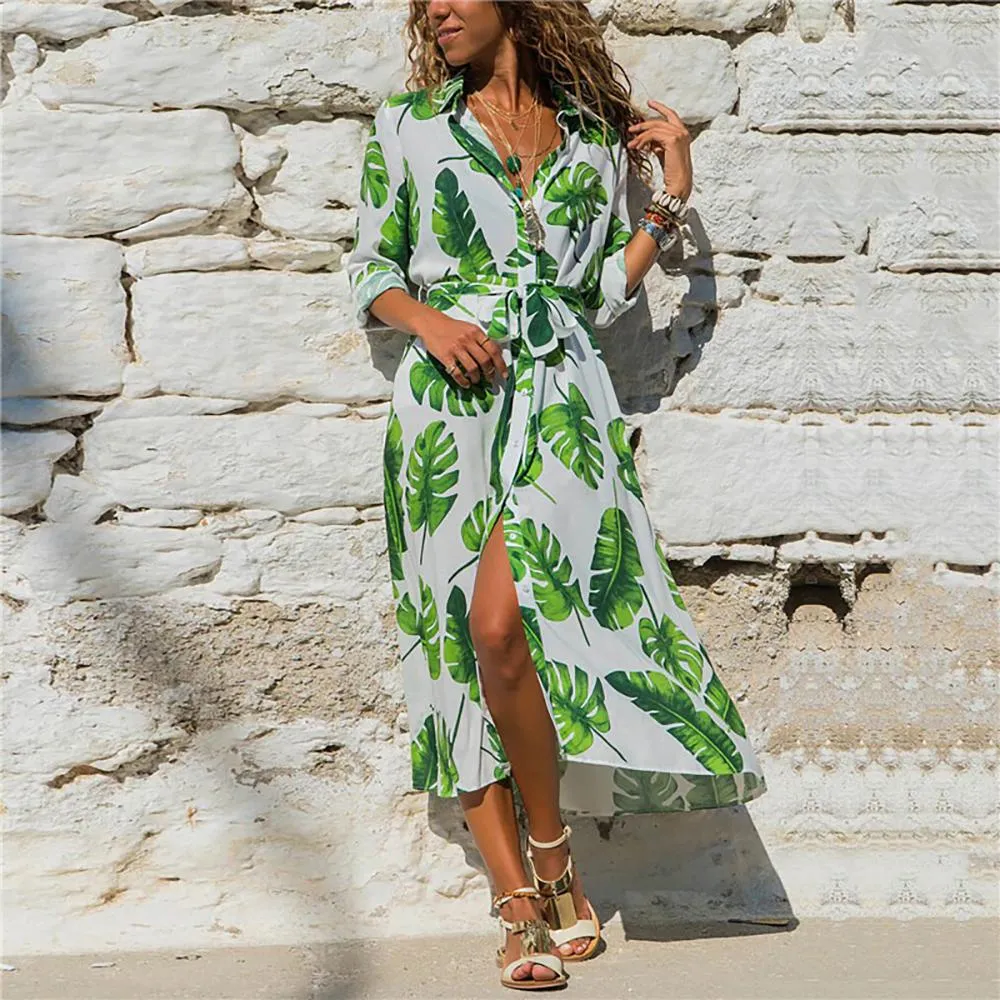 Floral Print Long Sleeve Summer Dress for Women