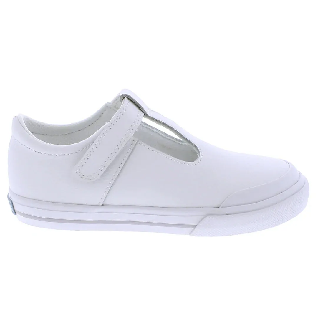 Footmates Drew - White Leather with Grey Stripe