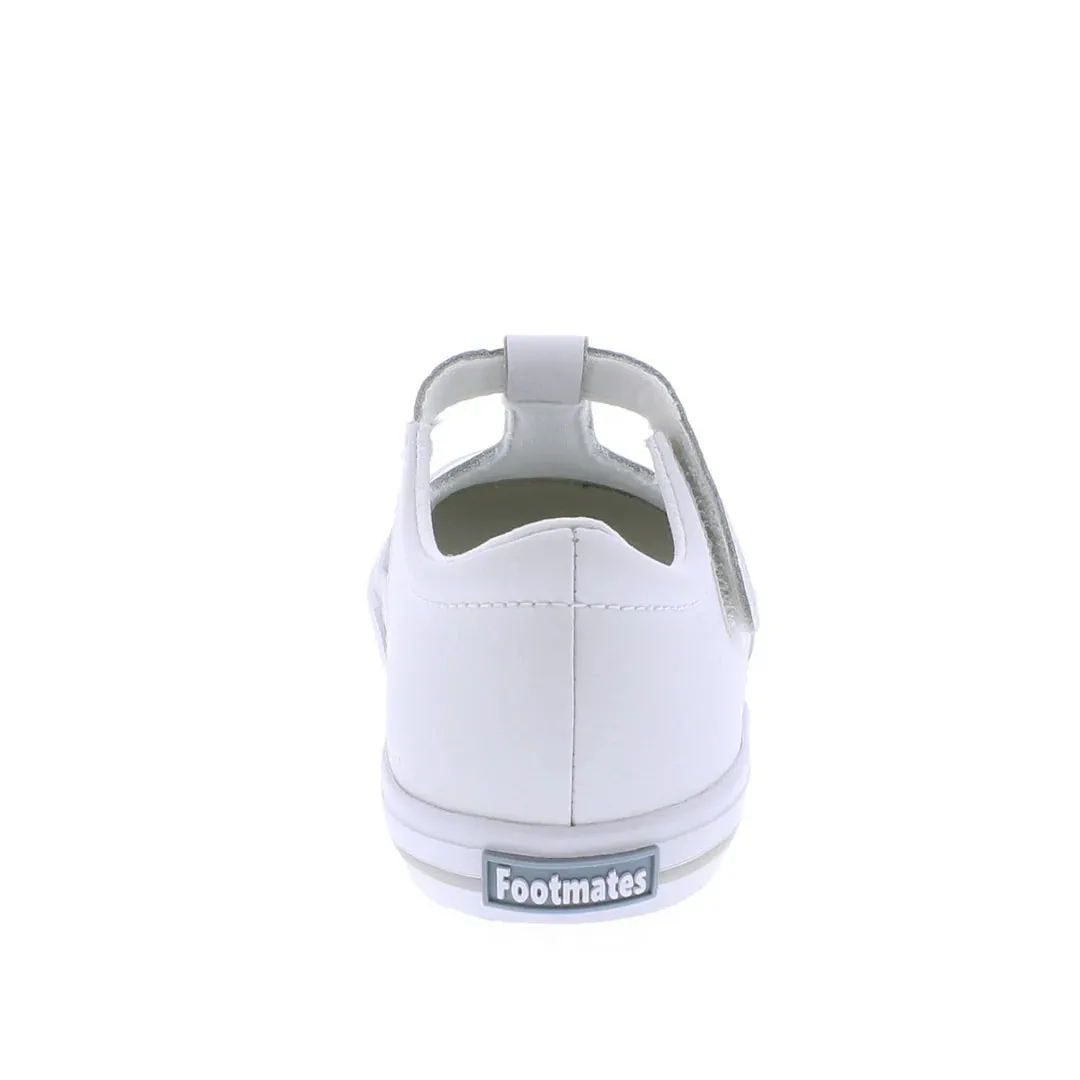 Footmates Drew - White Leather with Grey Stripe