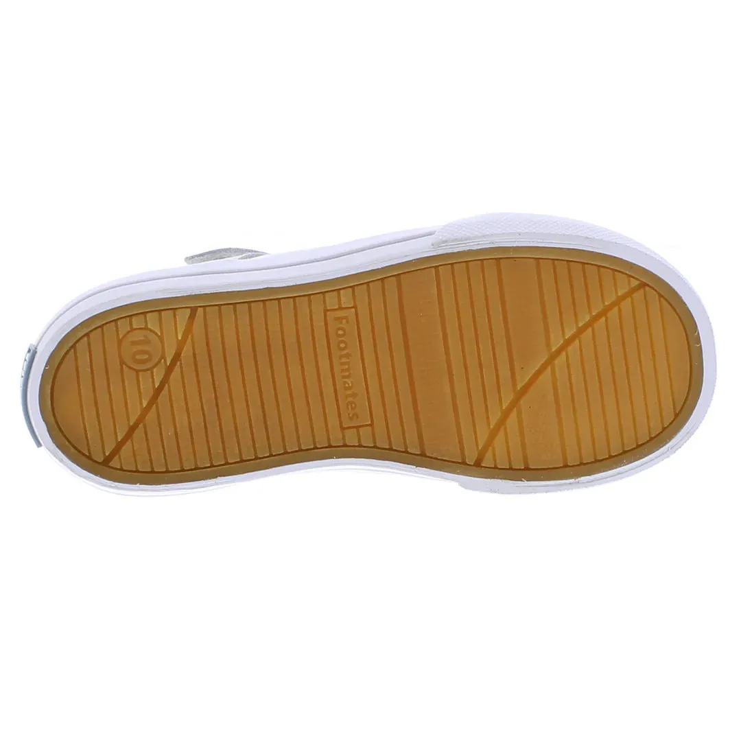 Footmates Drew - White Leather with Grey Stripe