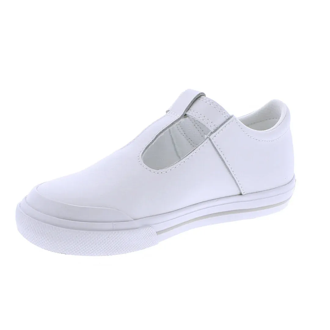 Footmates Drew - White Leather with Grey Stripe