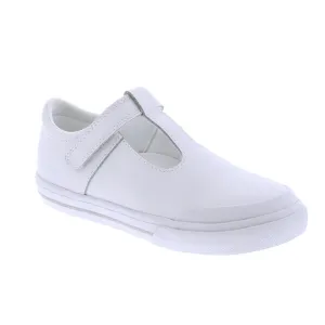 Footmates Drew - White Leather with Grey Stripe