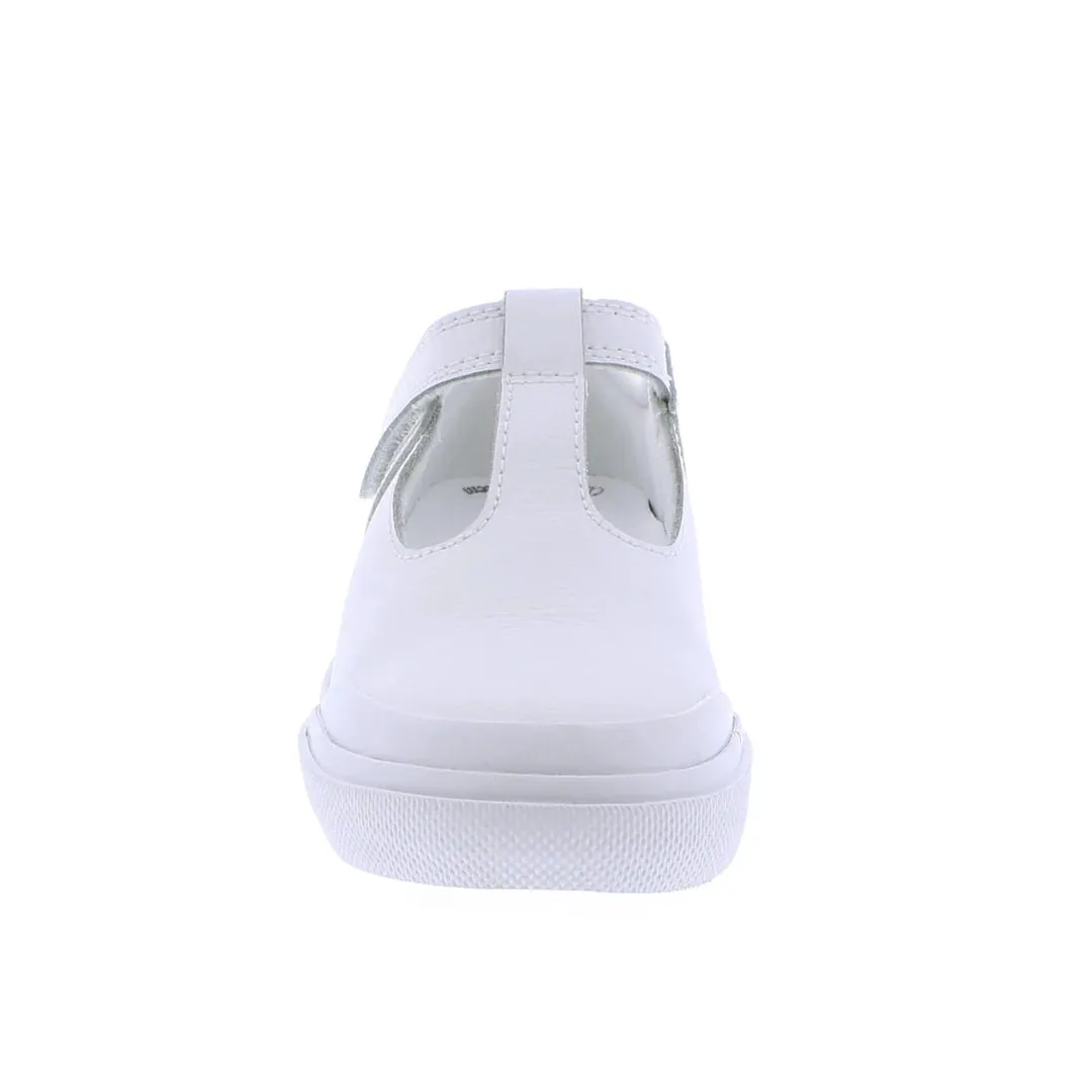 Footmates Drew - White Leather with Lavender Stripe