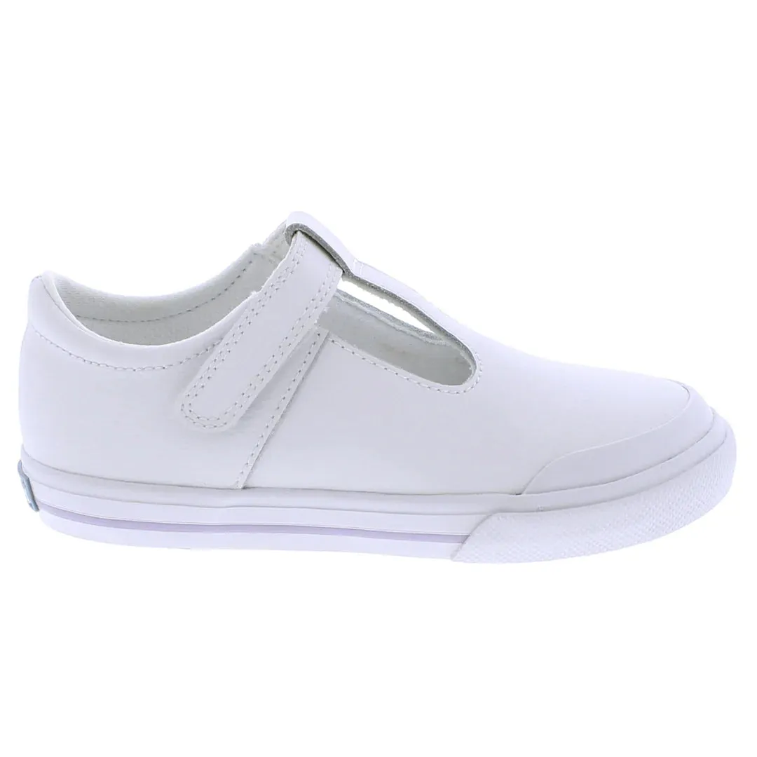 Footmates Drew - White Leather with Lavender Stripe