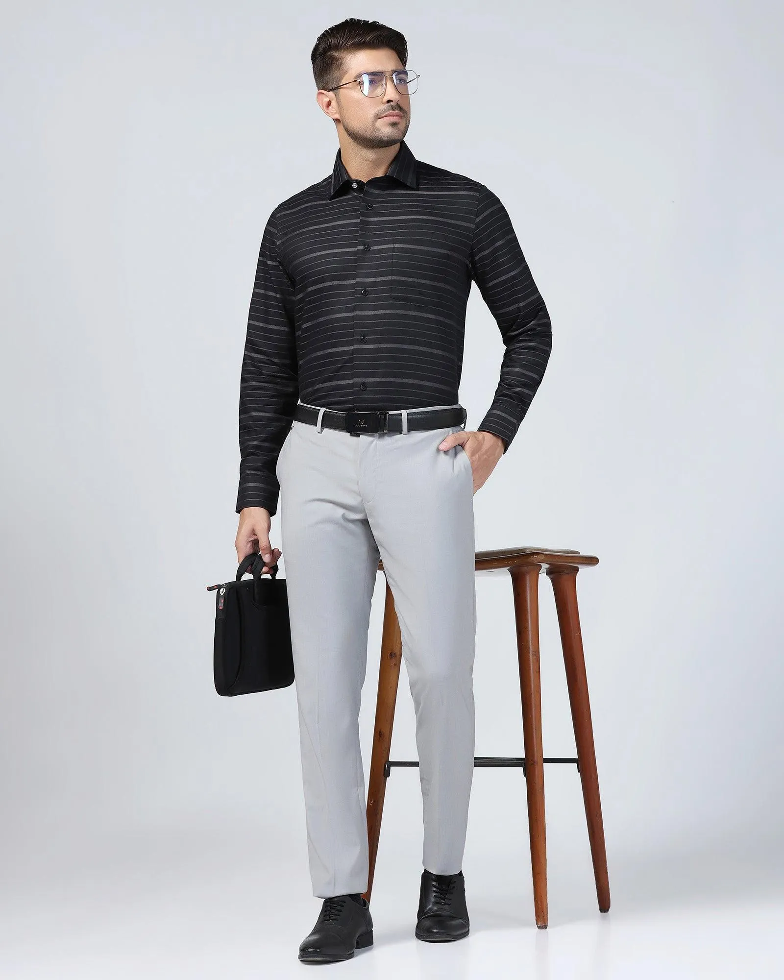 Formal Black Stripe Shirt - Isaac