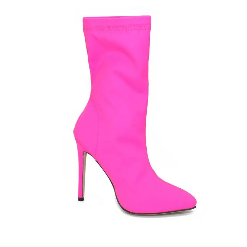 fuchsia Stretch Sock Boots