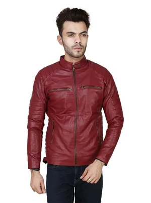 Garmadian Maroon Pu Leather Jacket for Men, Boys