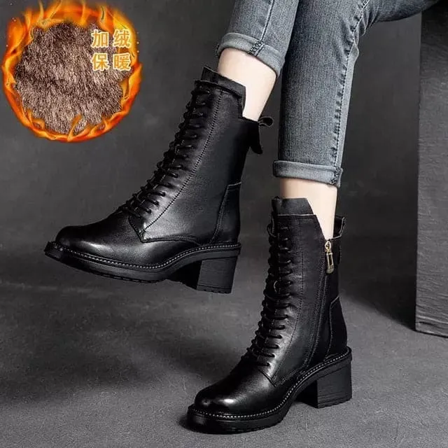 Genuine Leather High Quality Women Ankle Boots