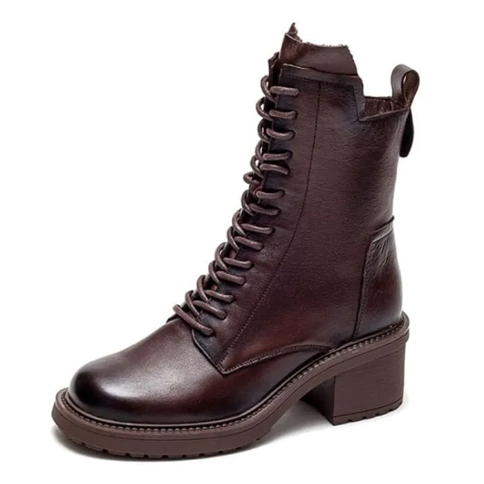 Genuine Leather High Quality Women Ankle Boots