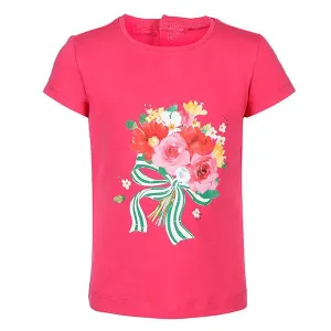 GIRLS FUCHSIA T-SHIRT WITH FLOWER PRINT