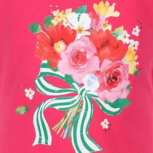 GIRLS FUCHSIA T-SHIRT WITH FLOWER PRINT