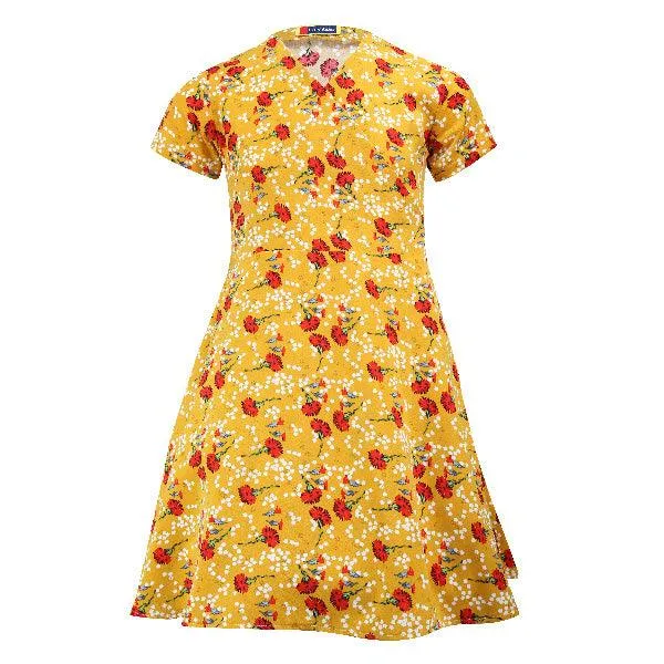 GIRLS MULTICOLOUR FLORAL CREPE DRESS