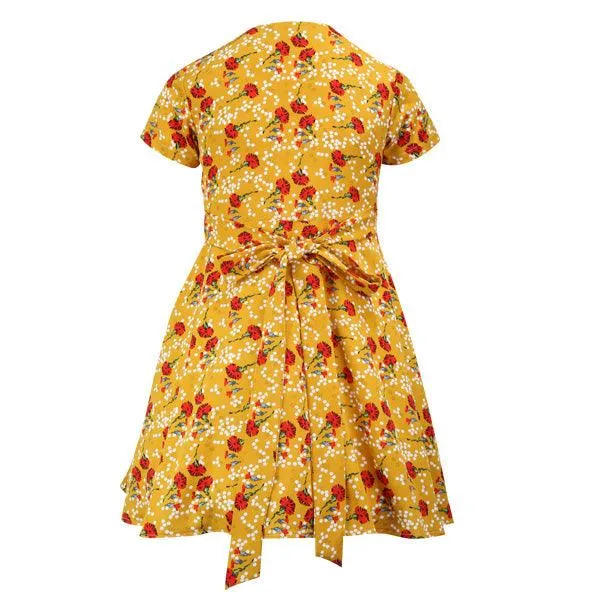 GIRLS MULTICOLOUR FLORAL CREPE DRESS