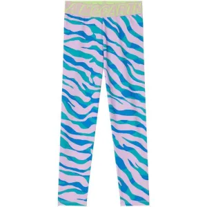 Girls Pink & Blue Zebra Print Leggings