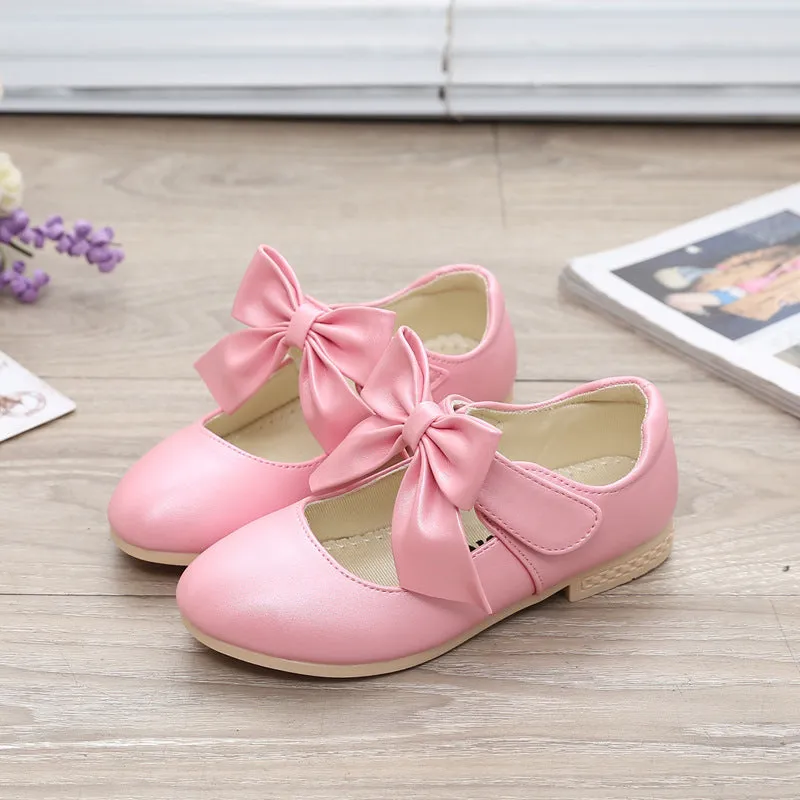 Girls Shoes White Leather Shoes Bowknot Girls Children Princess Shoes