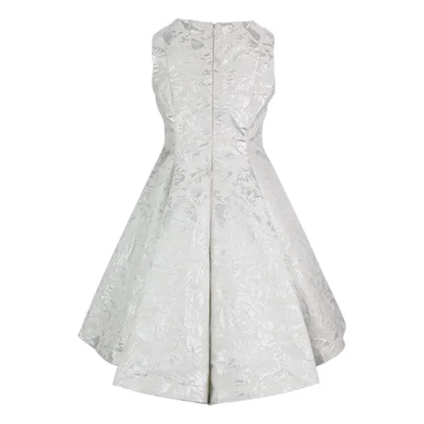 GIRLS SILVER DAMASK BALL DRESS