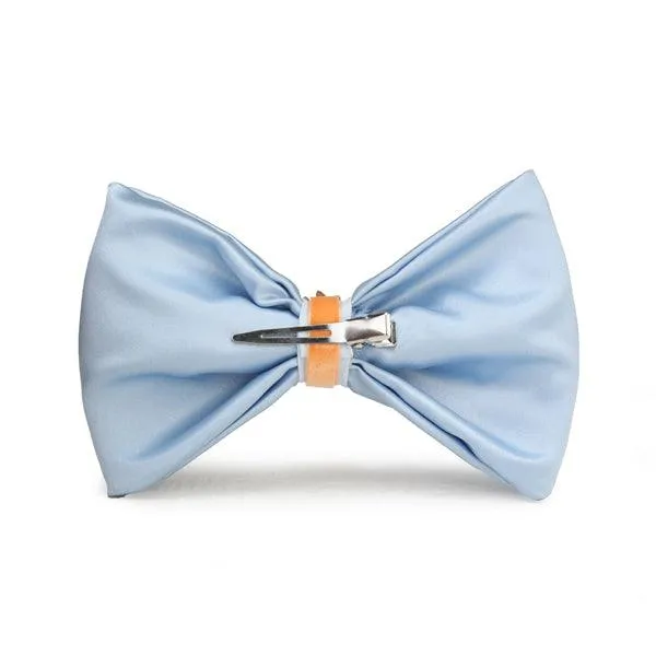 GIRLS SKY BLUE SATIN HAIR BOW